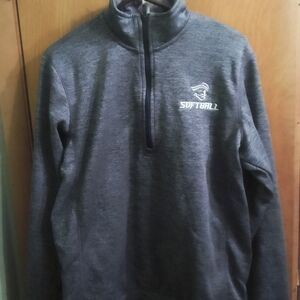 adidas Mens Gray 1/4 Zip Up Team Issue Softball Pullover Sweater Size Medium